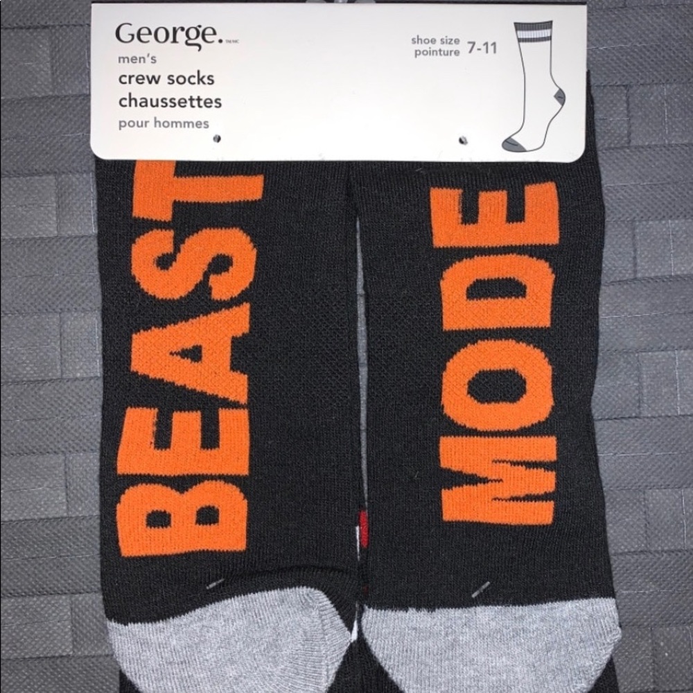 Men’s Funny Novelty Sport Socks 2-Pair “BEAST MODE”